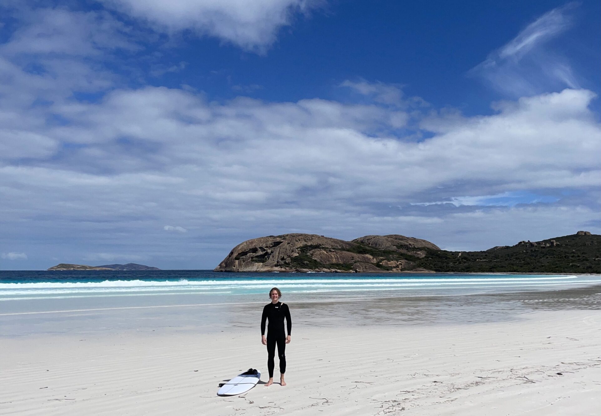 Enjoying a surf during time off.