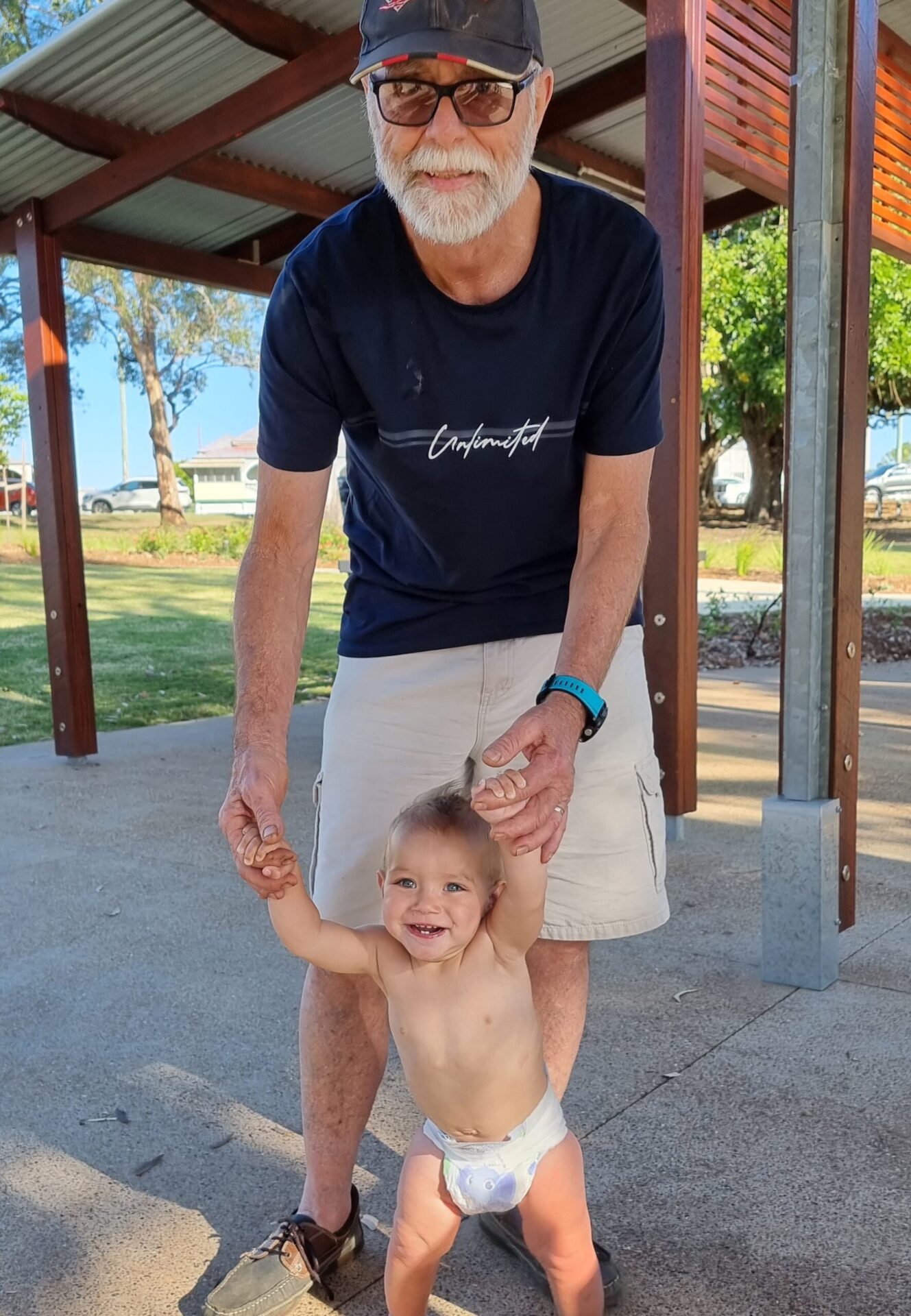 Ray with his grandson.