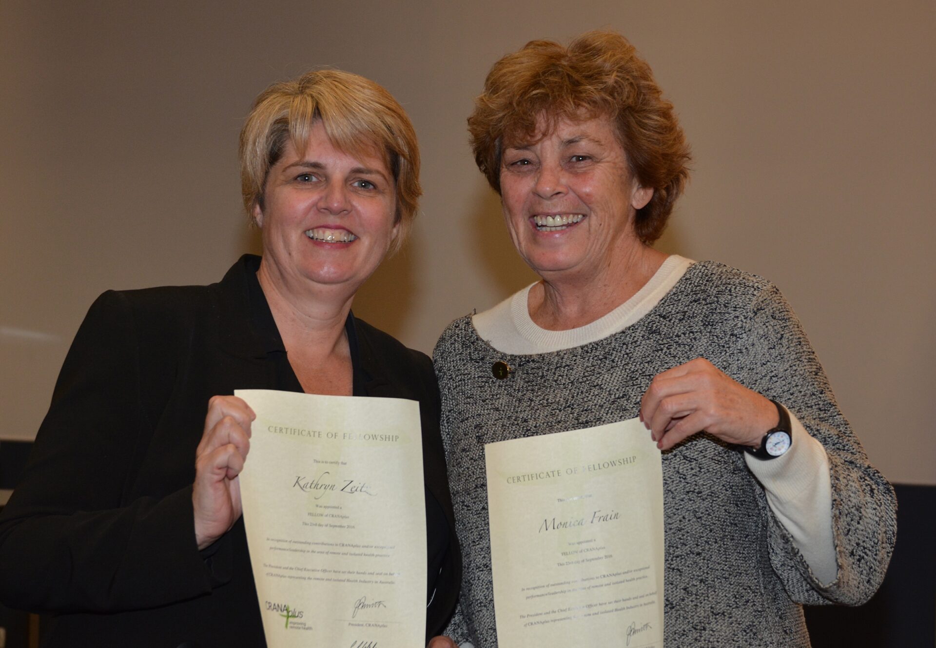 Kathryn and Monica Frain being inducted as CRANAplus Fellows