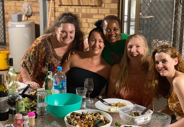 Sharing a meal with friends