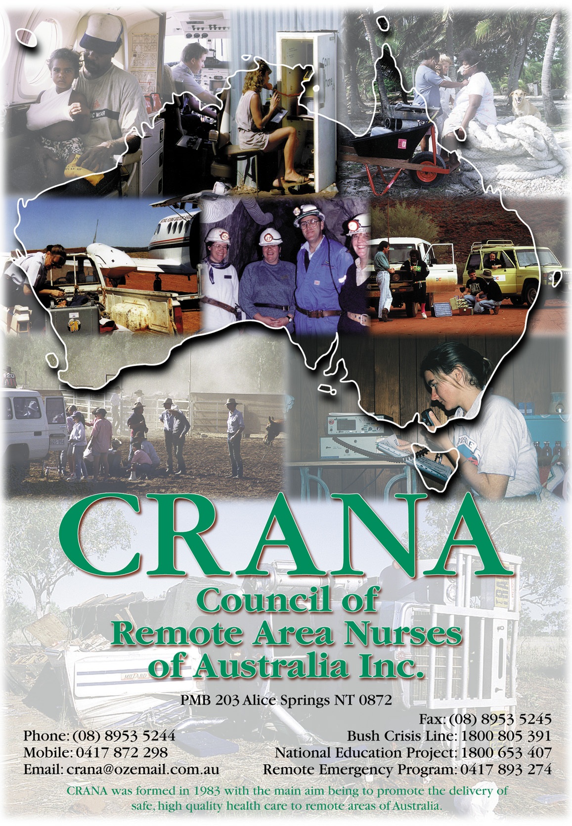 An early CRANA promotional poster once the organisation had been funded to deliver a range of services.