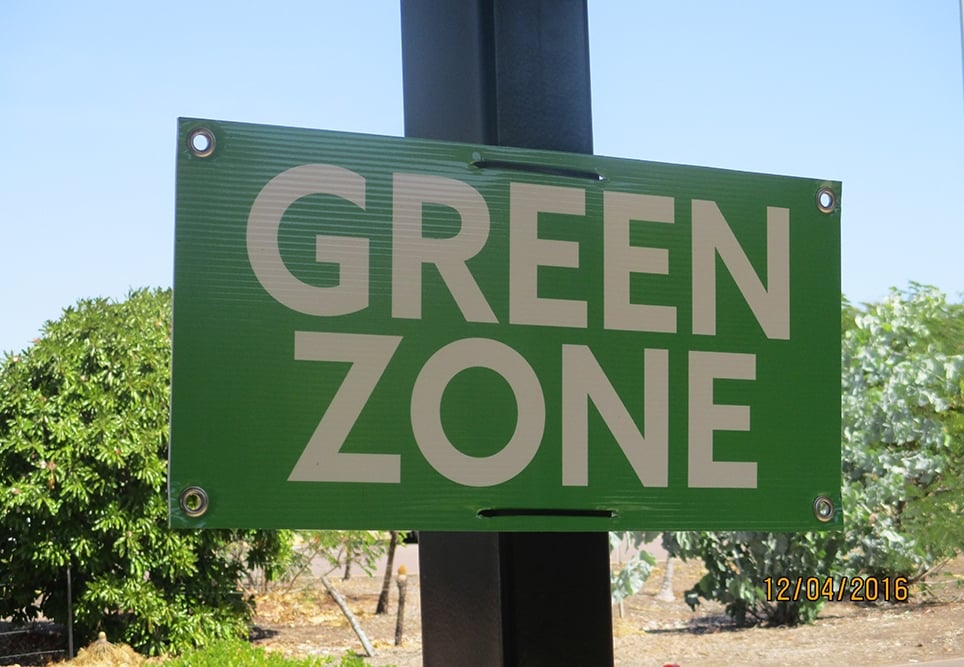 CNR Green Zone signage
