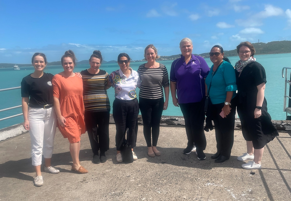 Left to right: Edi Powe, Sonita Giudice, Dr Jocelyn Toohill, Melina Connors, Alison Weatherstone, Lavinia Coyle, Vanda Simpson and Natasha Crocker on Thursday Island