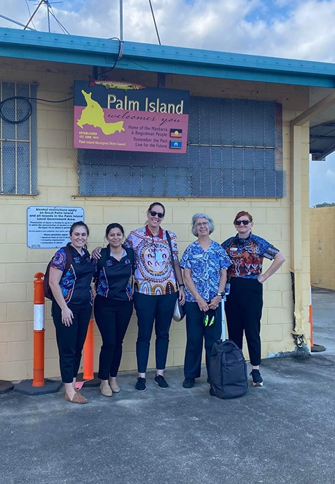 Left to right: Sonita Giudice, Melina Connors, Sari Holland, Jane Connell & Kerry Foster on Palm Island