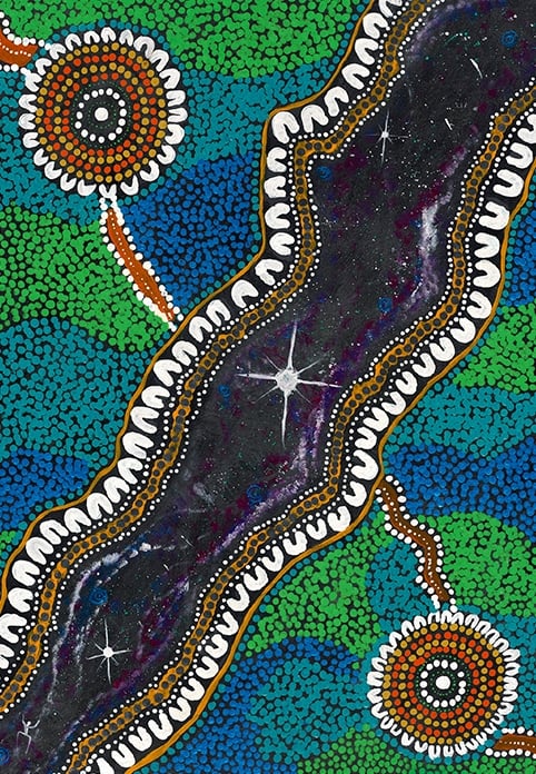 Art­work by Yuwaalaraay artist Gus Drap­er, commissioned by CRANAplus to celebrate the launch of Mirii.