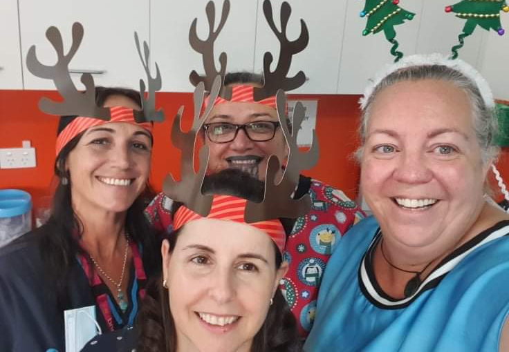 Kristy Benjamin, Maxine Hafey, Jeanene Monahan and Leonie (back).