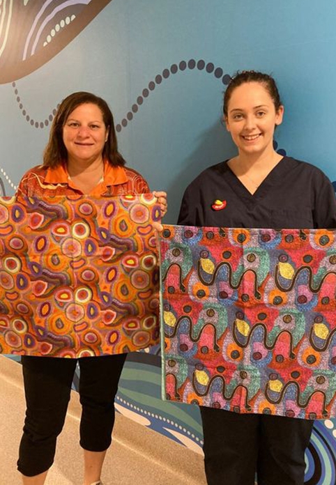 Wraps sewn by a friend of midwife Lorraine Woods, Kerry Riley who works in the maternity team at Hervey Bay.
