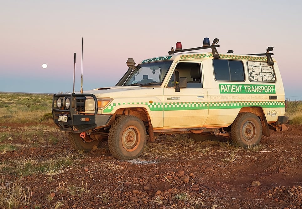 Patient transport vehicle in the Kimberley.