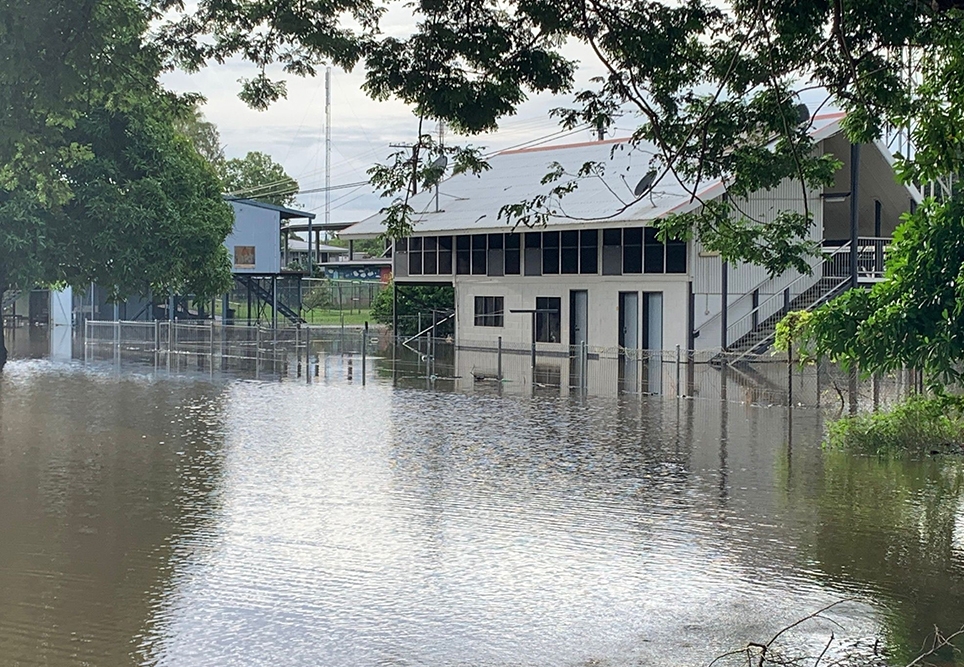 Flooded building.