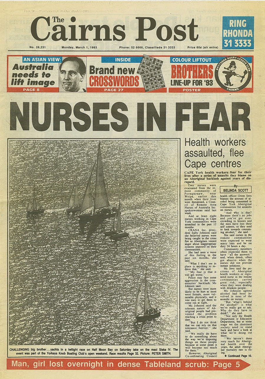 Sally Johnson speaks out in the Cairns Post in 1993.