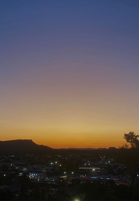 Sunset at Anzac Hill on the first night.