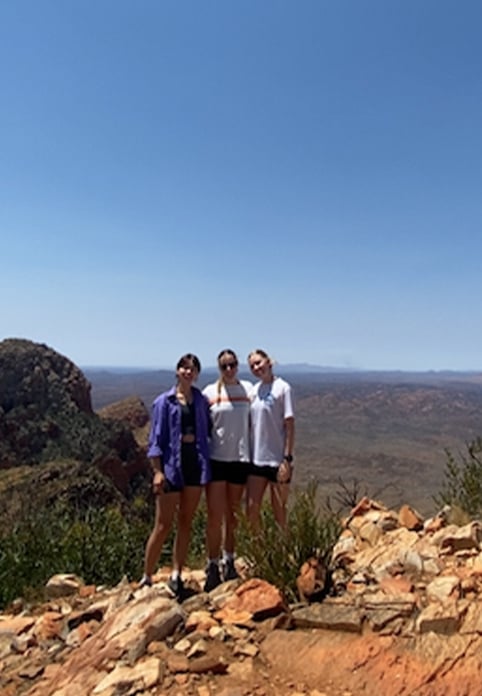Hike in the West MacDonnell Ranges with Ashlee (left) and Sylvie (middle).