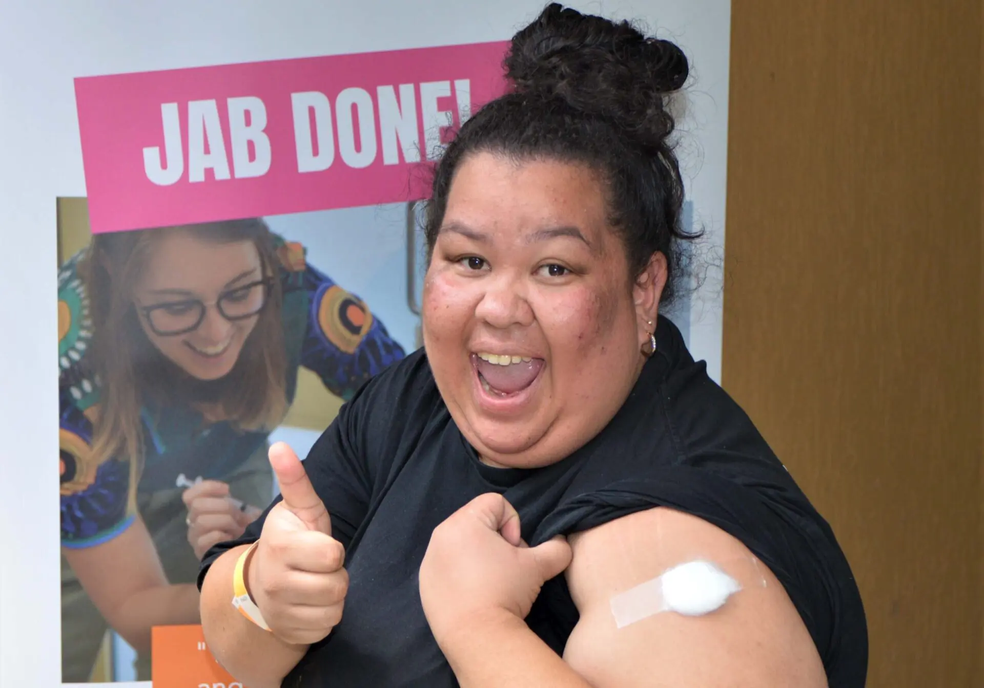 Jab done! Wuchopperen Health Service Board Member, Semara Jose