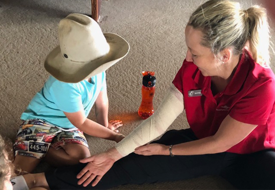 Teaching kids about snake bite safety and management.