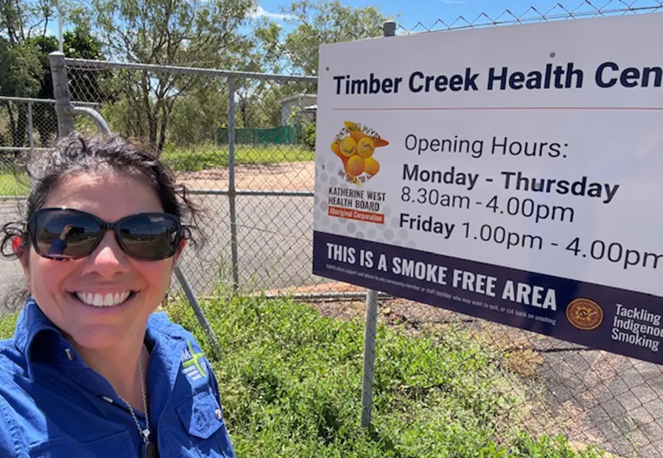 Stopping by Timber Creek Health Centre.