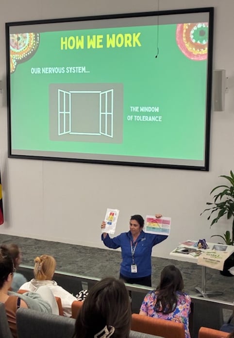 MC delivering a wellbeing workshop in Darwin.