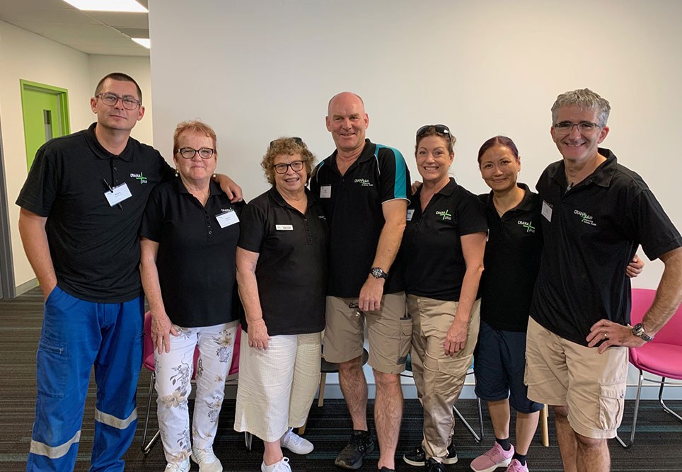 L-R Wayne Boisson, Sharon Gibbens, Kathy Arthurs, Mark Goodman, Shannan Lewis, Viv Wu and Steve Gust.