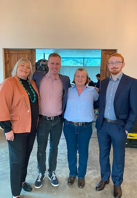 Left to right: Mel Clark, Program Coordinator Family Advocate (SafeSide); Dan Mobbs, Director of Workforce, Education and Innovation (SafeSide), Dr Nicole Jeffery-Dawes; and Ryan Edwards, Project Manager (SafeSide).