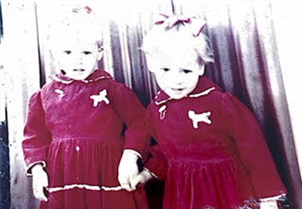 Robyn and Sue 62 years ago.