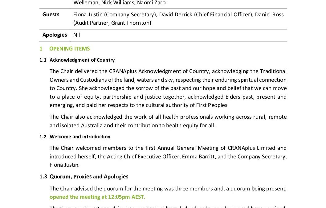 2025 AGM Minutes – CRANAplus Limited