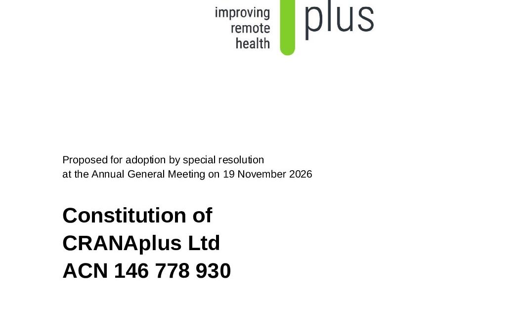 261021 CRANAplus Constitution proposed for adoption AGM 2026
